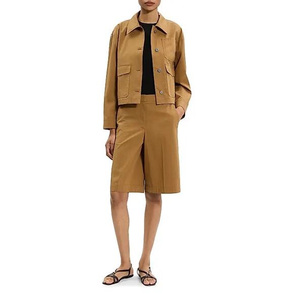 New THEORY Feather Chino Cropped Work Jacket Medium - Picture 6 of 14